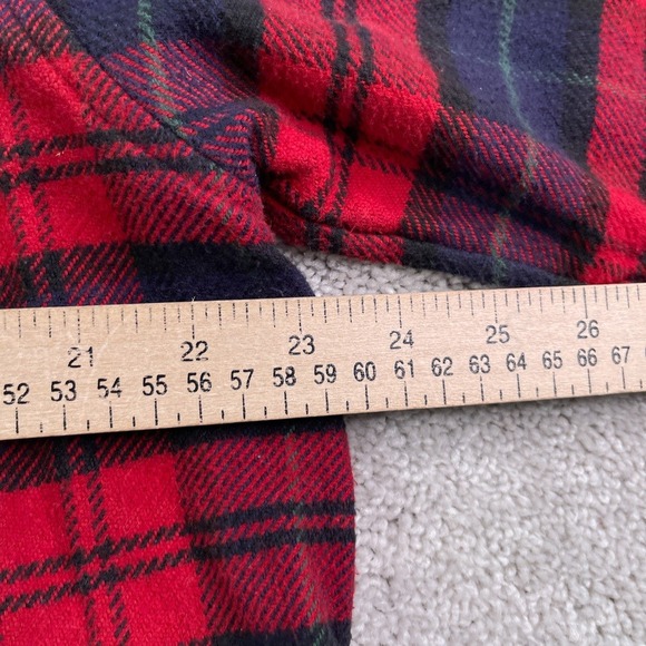 American Eagle Hooded Shirt Womens Medium Red Blue Plaid Flannel Button Up - Picture 11 of 14